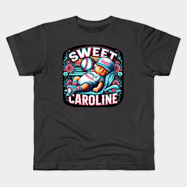 "Sweet Caroline" - New born baby with baseball outfit. Kids T-Shirt by Kuhio Palms Press